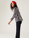 Star Print Sparkly Round Neck Blouse