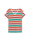 Linen Rich Striped V-Neck T-Shirt