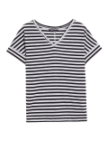 Linen Rich Striped V-Neck T-Shirt