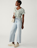 Linen Rich Striped V-Neck T-Shirt