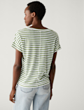 Linen Rich Striped V-Neck T-Shirt