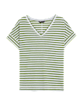 Linen Rich Striped V-Neck T-Shirt