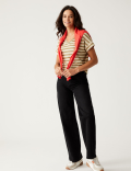 Linen Rich Striped V-Neck T-Shirt