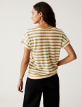 Linen Rich Striped V-Neck T-Shirt