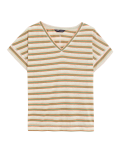 Linen Rich Striped V-Neck T-Shirt