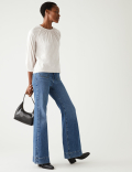 Pure Cotton Crew Neck Lace Insert Top