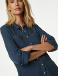 Lyocell Tea Dyed Collared Shirt