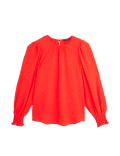 Textured Crew Neck Blouse