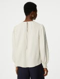 Textured Crew Neck Blouse