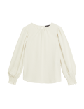 Textured Crew Neck Blouse