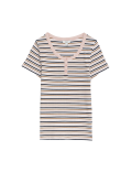 Cotton Rich Ribbed Striped Henley Top