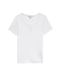 Cotton Rich Short Sleeve Henley Top