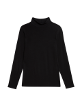 Cotton Rich Funnel Neck Slim Fit Top
