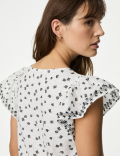 Pure Cotton Printed Embroidered Top