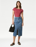 Cotton Blend Textured Off The Shoulder Top