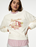 Pure Cotton Slogan Sweatshirt