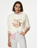 Pure Cotton Slogan Sweatshirt