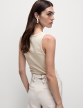 Cotton Rich Embellished Crew Neck Vest Top