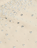 Cotton Rich Embellished Crew Neck Vest Top