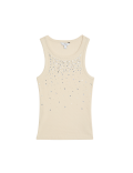 Cotton Rich Embellished Crew Neck Vest Top