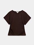 Cotton Rich Short Sleeve Ruched T-Shirt