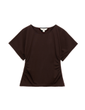 Cotton Rich Short Sleeve Ruched T-Shirt