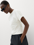 Cotton Rich Short Sleeve Ruched T-Shirt