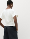 Cotton Rich Short Sleeve Ruched T-Shirt