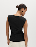 Pure Cotton V-Neck Peplum Top