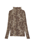 Lyocell Blend Animal Print Funnel Neck Top