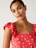 Pure Cotton Printed Ruffle Vest