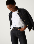 Pure Cotton Floral Embroidered T-Shirt