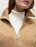 Borg Textured Zip Up Sweatshirt