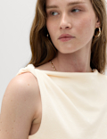 Pure Cotton One Shoulder Drape Top