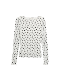 Mesh Jersey Polka Dot Slash Neck Top