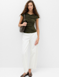 Lyocell Blend Ruched Front Top wth Wool