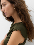 Lyocell Blend Ruched Front Top wth Wool