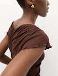 Lyocell Blend Ruched Front Top wth Wool