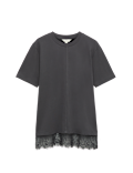 Pure Cotton Lace Hem T-Shirt