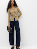 Ruched Front Buttoned Top