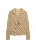 Ruched Front Buttoned Top