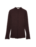 Long Sleeve Funnel Neck Textured Top