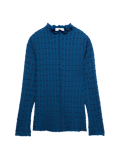 Long Sleeve Funnel Neck Textured Top
