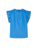 Pure Cotton V-Neck Frill Sleeve Blouse