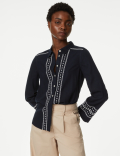 Embroidered Collared Blouse
