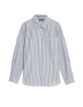 Cotton Rich Striped Collared Shirt