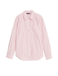 Cotton Rich Striped Collared Shirt