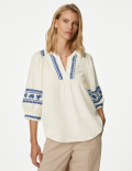 Pure Cotton Embroidered Blouse