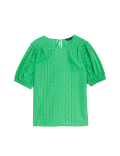 Pure Cotton Broderie Puff Sleeve Blouse