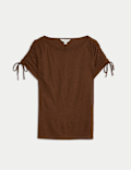 Linen Blend Ruched T-Shirt